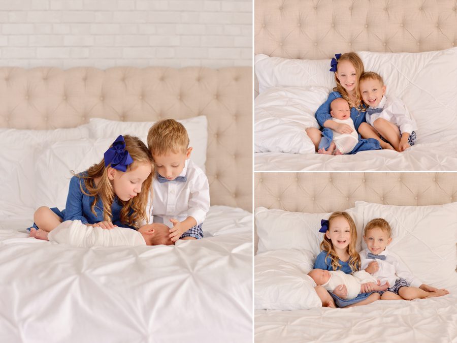 Fun happy family newborn session with 3 kids. New baby boy. Natural relaxed newborn session in Tampa, FL.