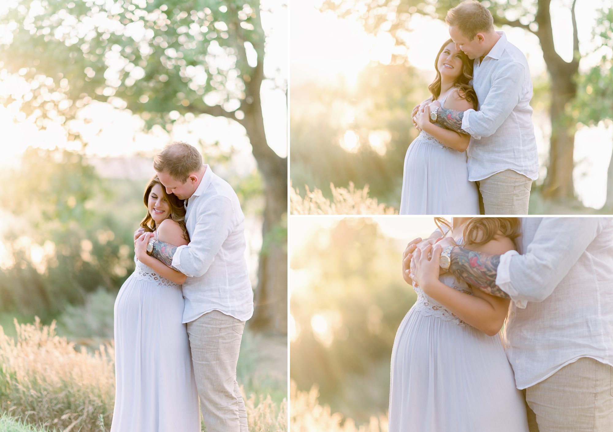 A gorgeous young couple get light and airy maternity photos done at a picturesque park in Wheat Ridge, Colorado.