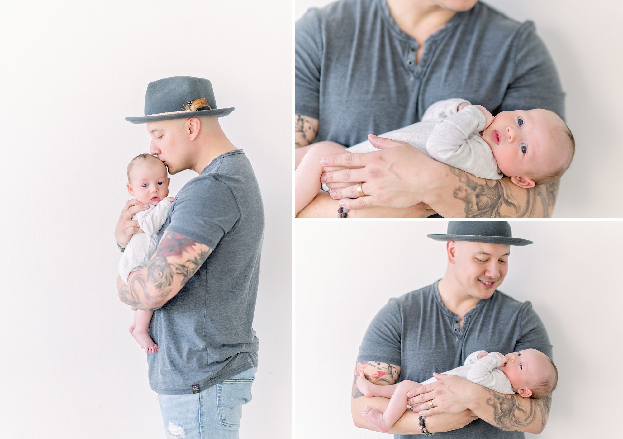 As a new family of 4, these parents get light and airy newborn photos done with their two boys in a bright white studio in Denver Colorado.
