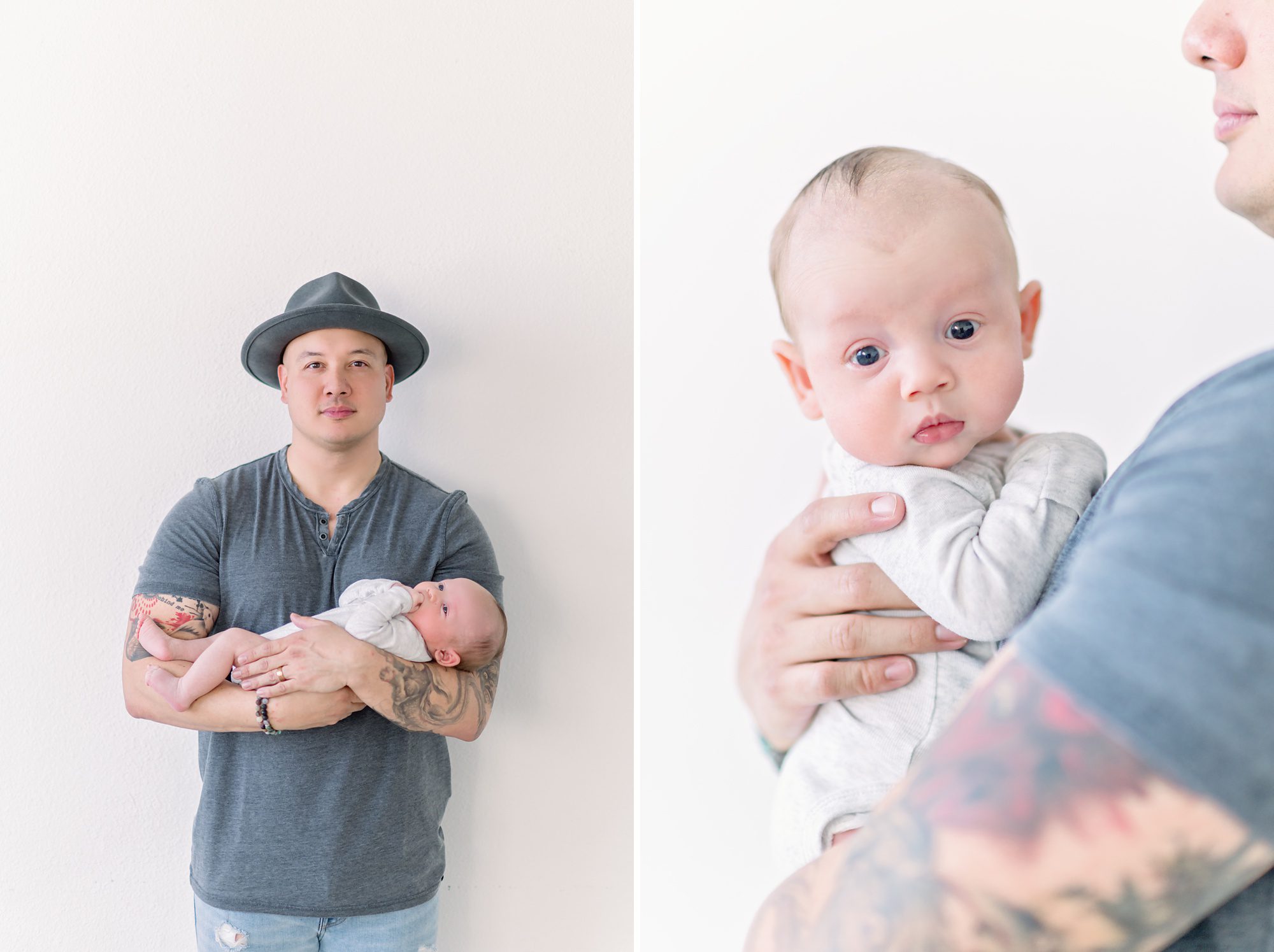 As a new family of 4, these parents get light and airy newborn photos done with their two boys in a bright white studio in Denver Colorado.