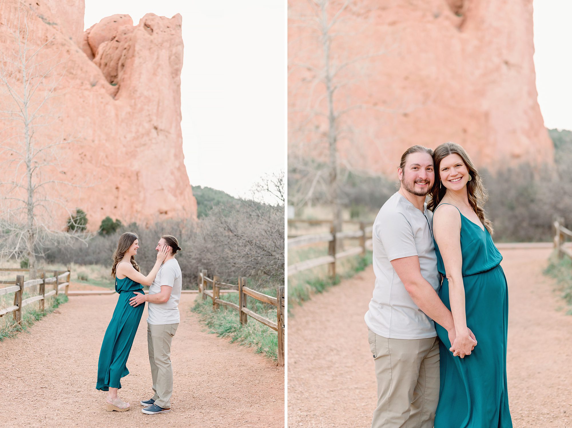 A young couple expecting twins get stunning maternity photos done at Garden of the Gods in Colorado Springs. 